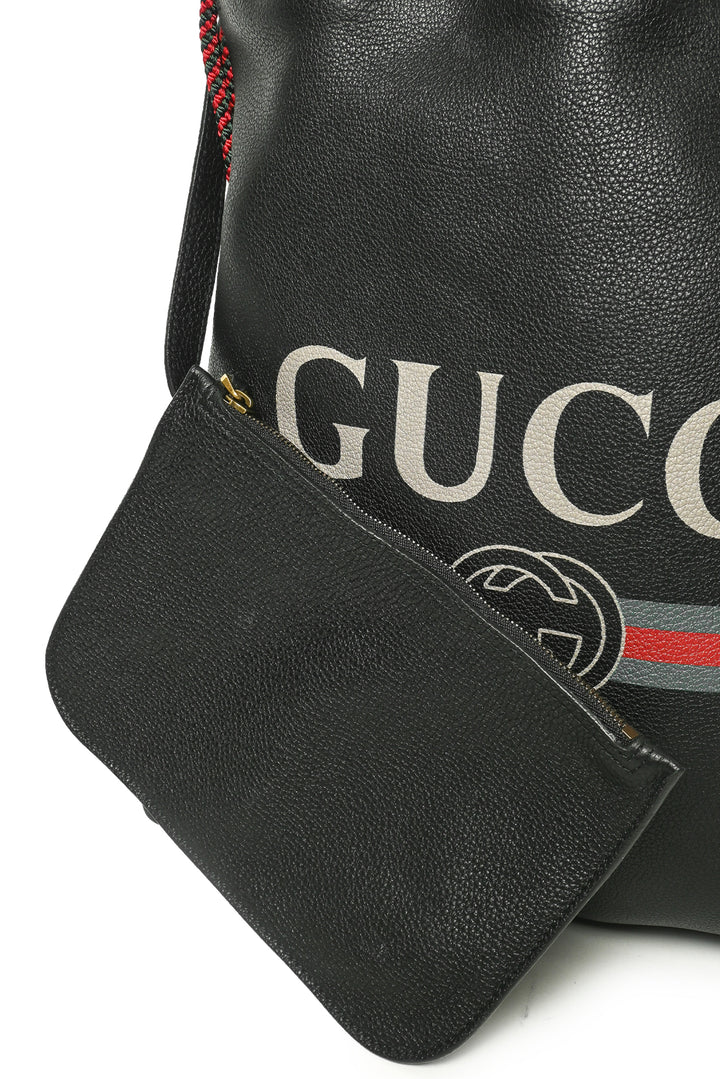 Gucci Calfskin Logo Drawstring BackPack