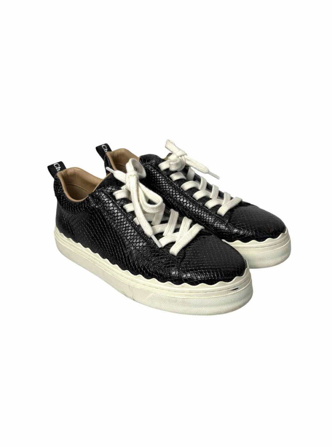 Chloe Size 37 Lauren Low-top Python-embossed Leathe Sneaker