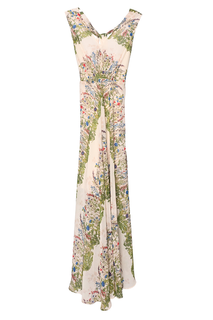 maje Size S Twist Back Floral Crepe De Chine Maxi Dress