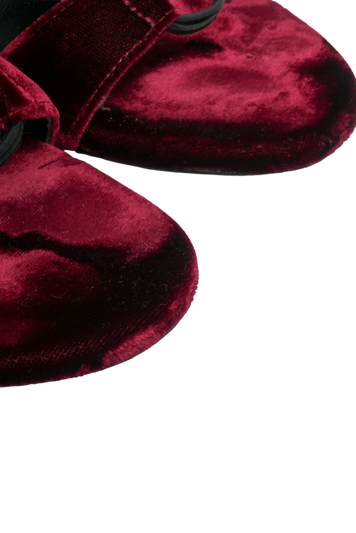 Saint Laurent Size 39.5 Vintage Velvet Lace Up Heeled Sandals