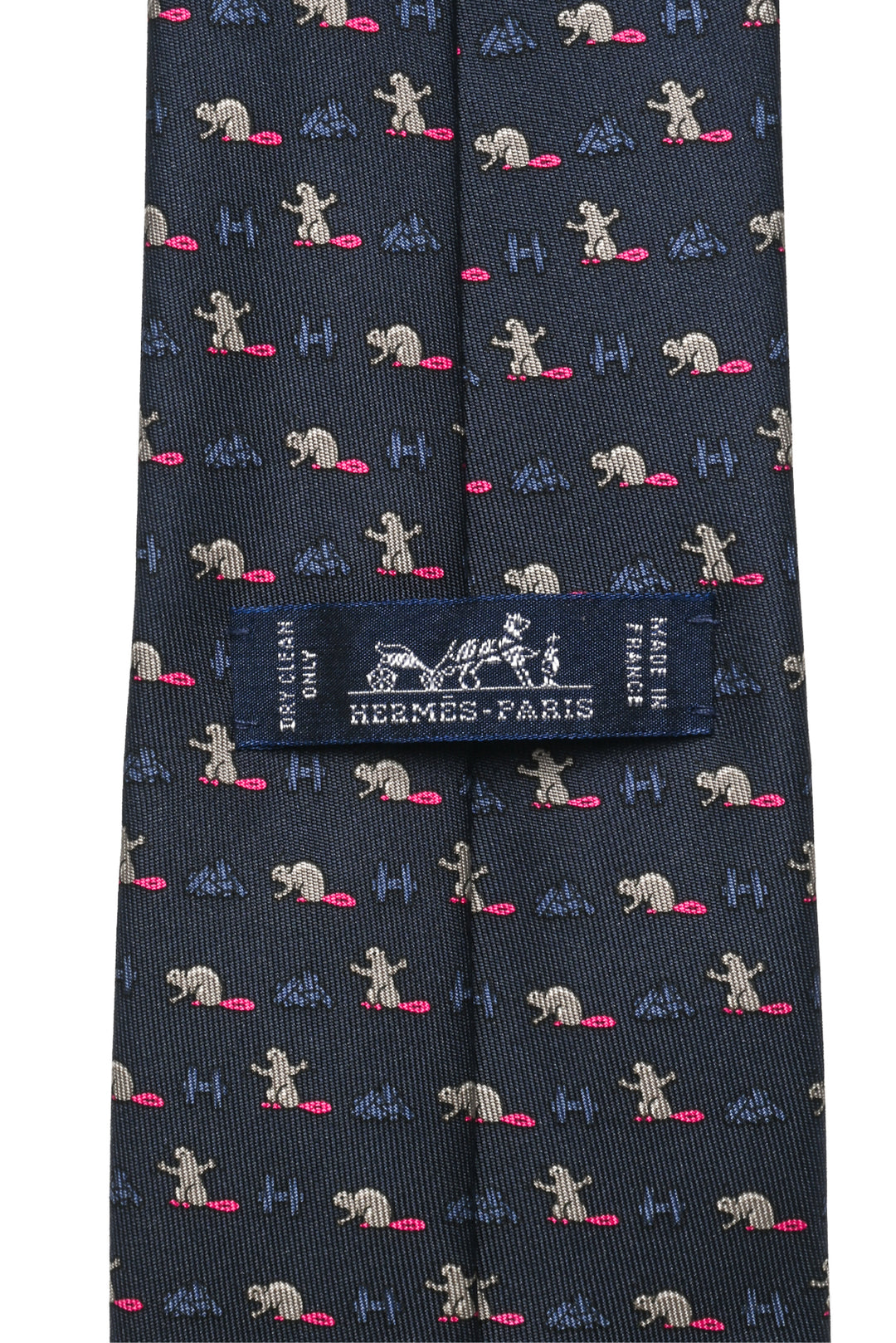Hermes Size OS Men's Beaver Castor Constructor Silk Tie