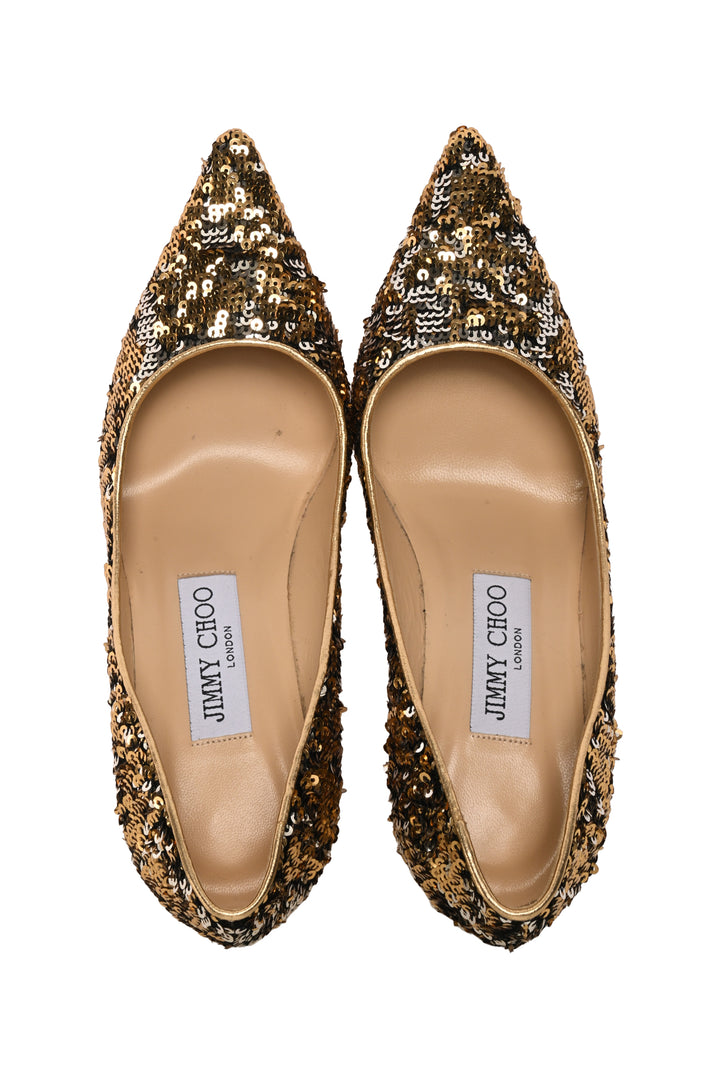 Jimmy Choo Size 34 Double Faced Sequin Agnes Pumps