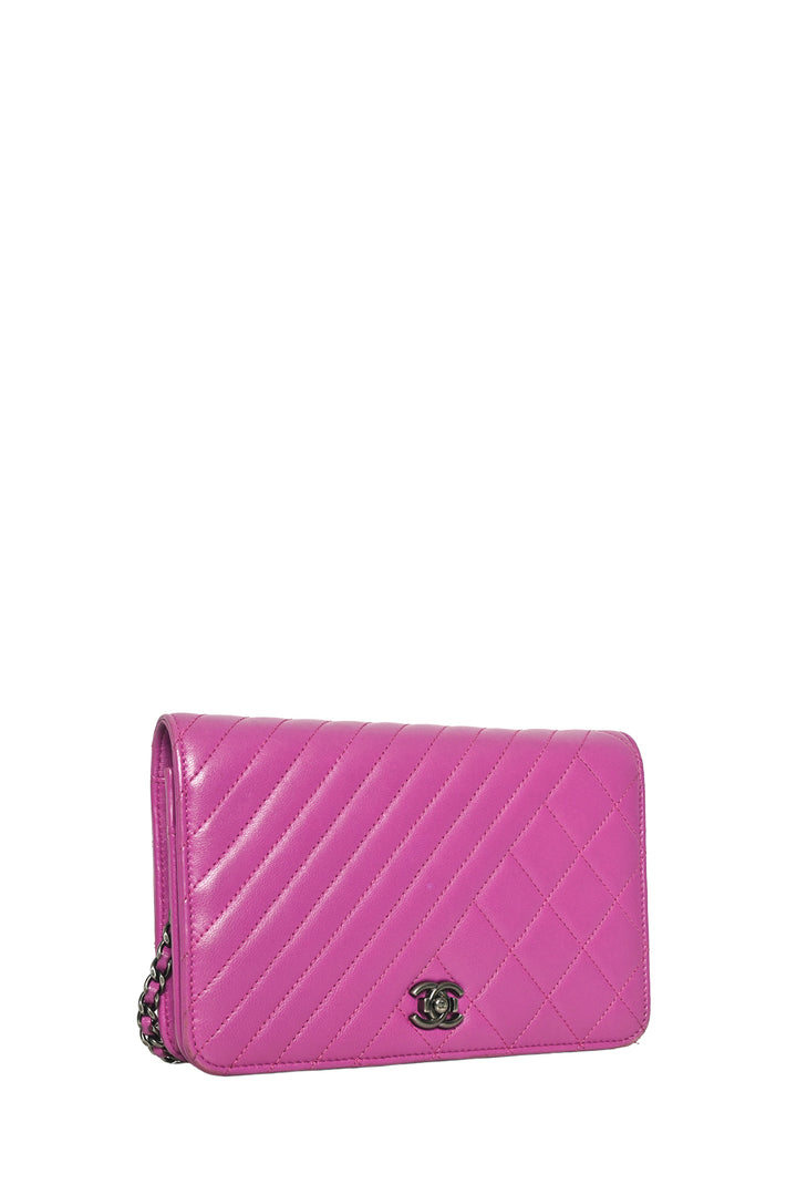 Chanel 2014-2015 Coco Boy Quilted Lambskin Wallet On Chain Crossbody