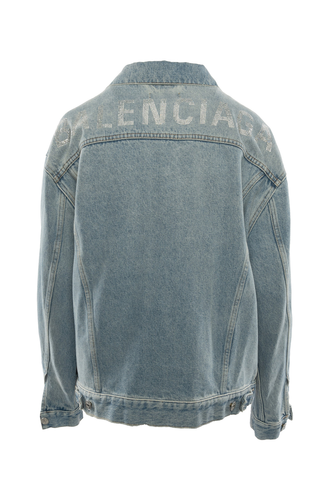 Balenciaga Size 36 2018 Crystal Logo Denim Jacket