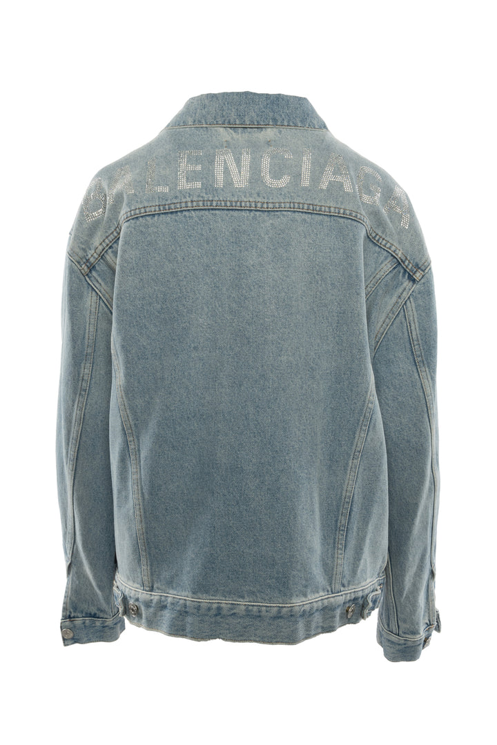 Balenciaga Size 36 2018 Crystal Logo Denim Jacket