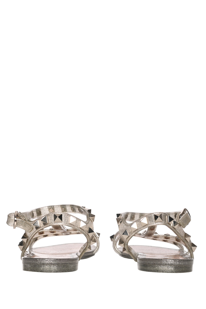 Valentino Size 38 Metallic Rockstud Sandals