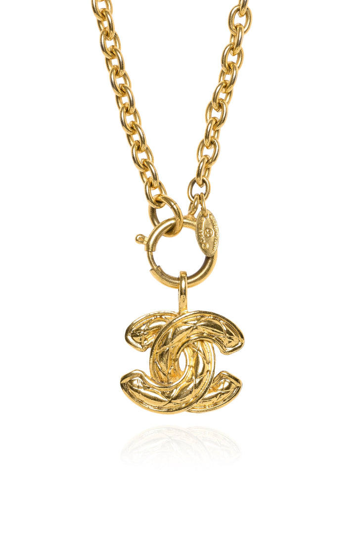 Chanel Vintage Quilted CC Long Necklace