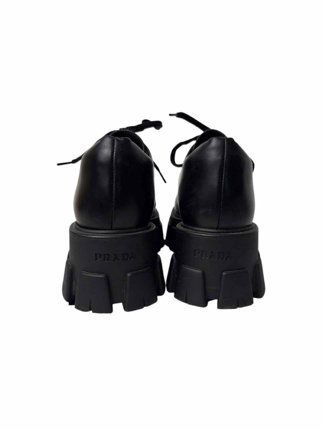 Prada Size 38 Monolith Brushed Leather Platform Derby Shoes