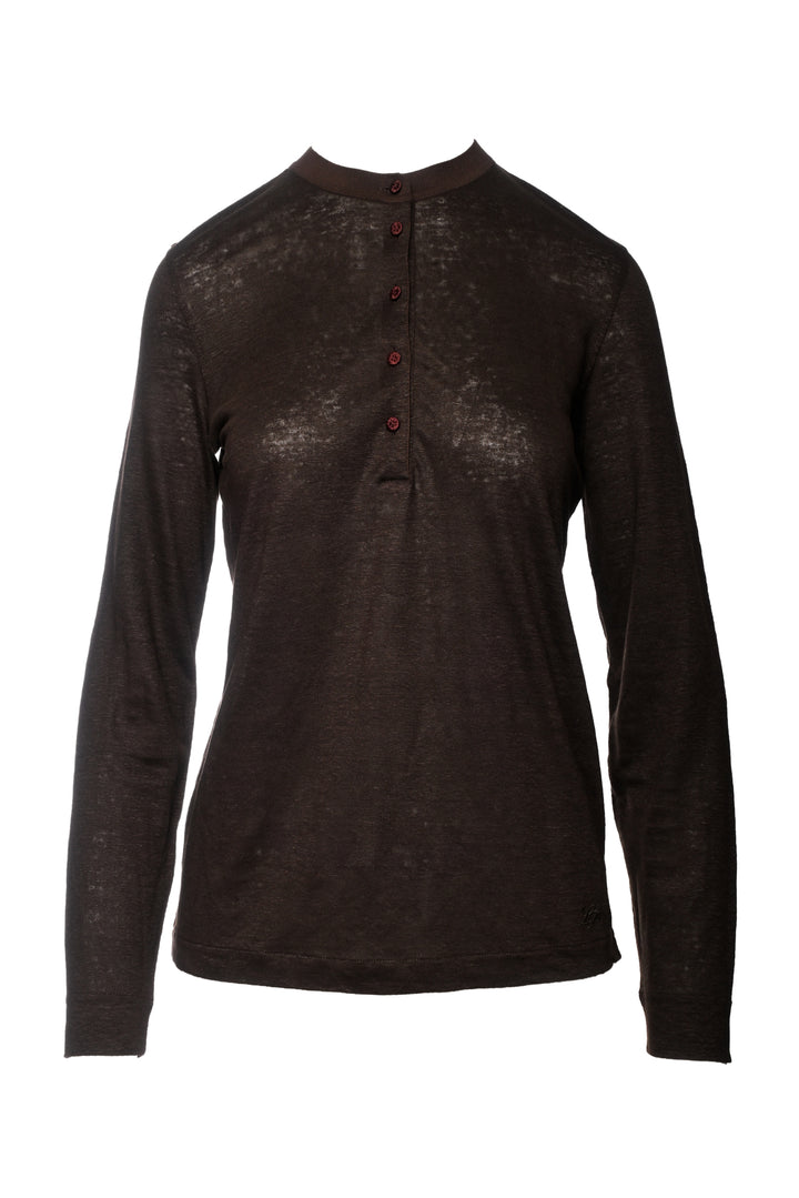 Loro Piana Size 4 Linen Polo Long Sleeve Tops