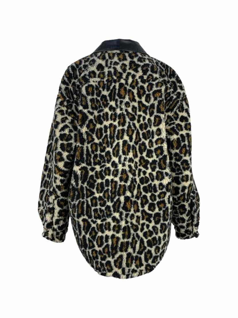 Maison Martin Margiela Size 40 Faux Leather-Trimmed Leopard  Print Shirt Jacket
