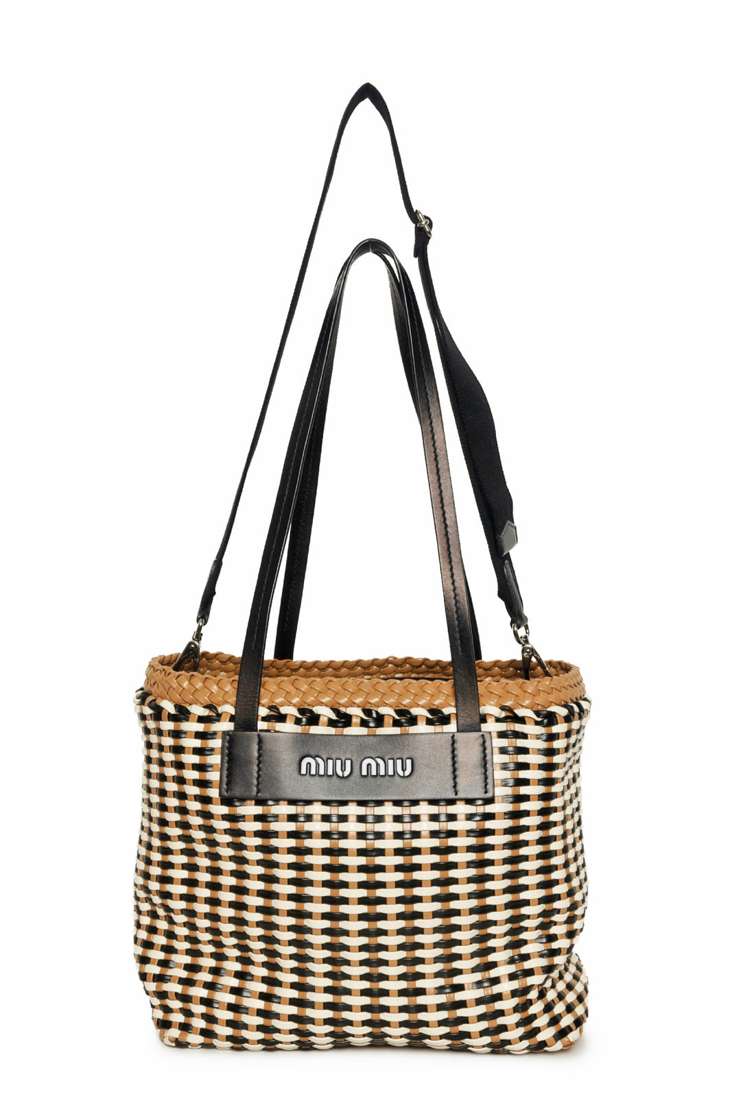 Miu Miu Large Woven Leather Tote
