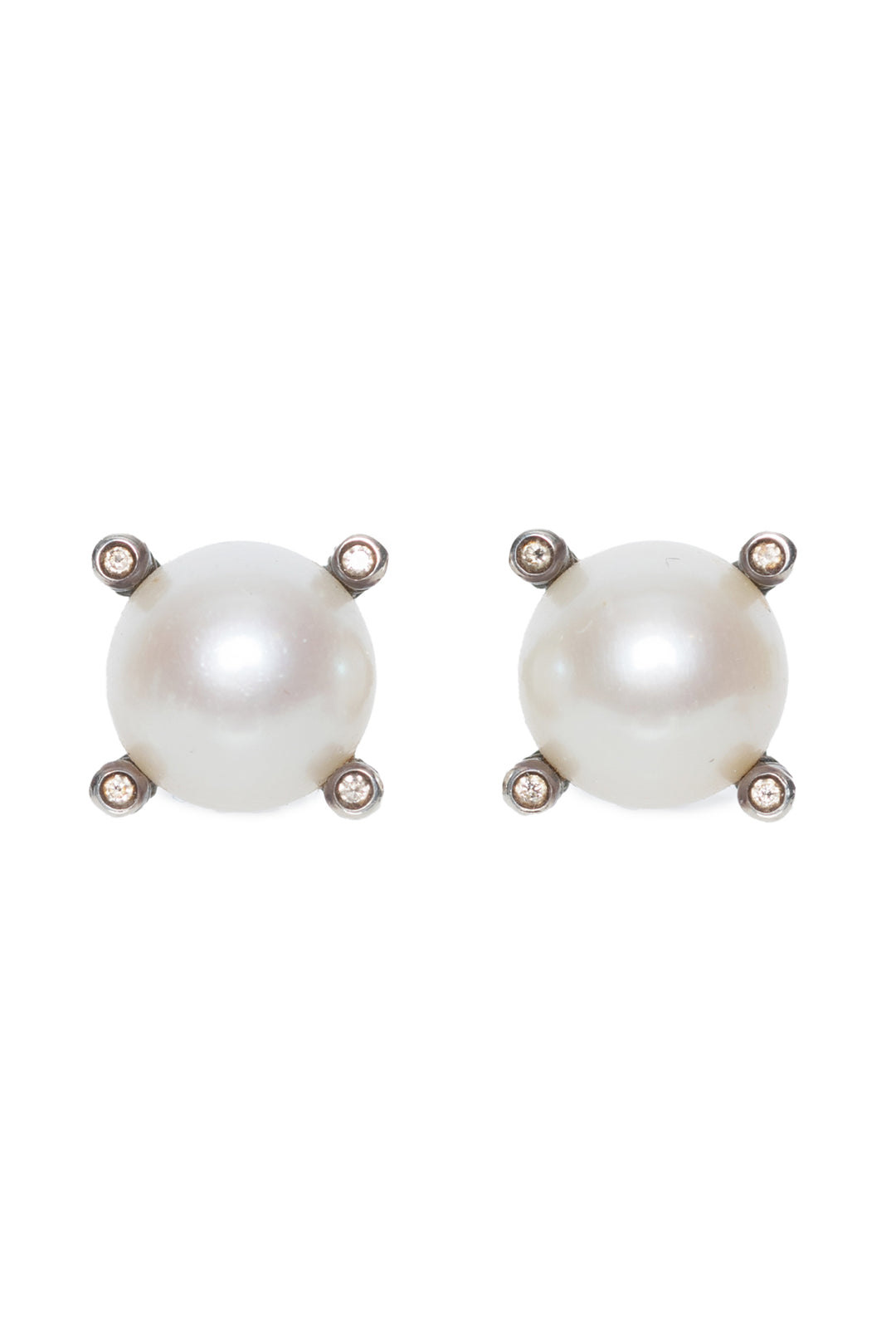 David Yurman Size OS Pearl Stud w/ Diamonds Earrings