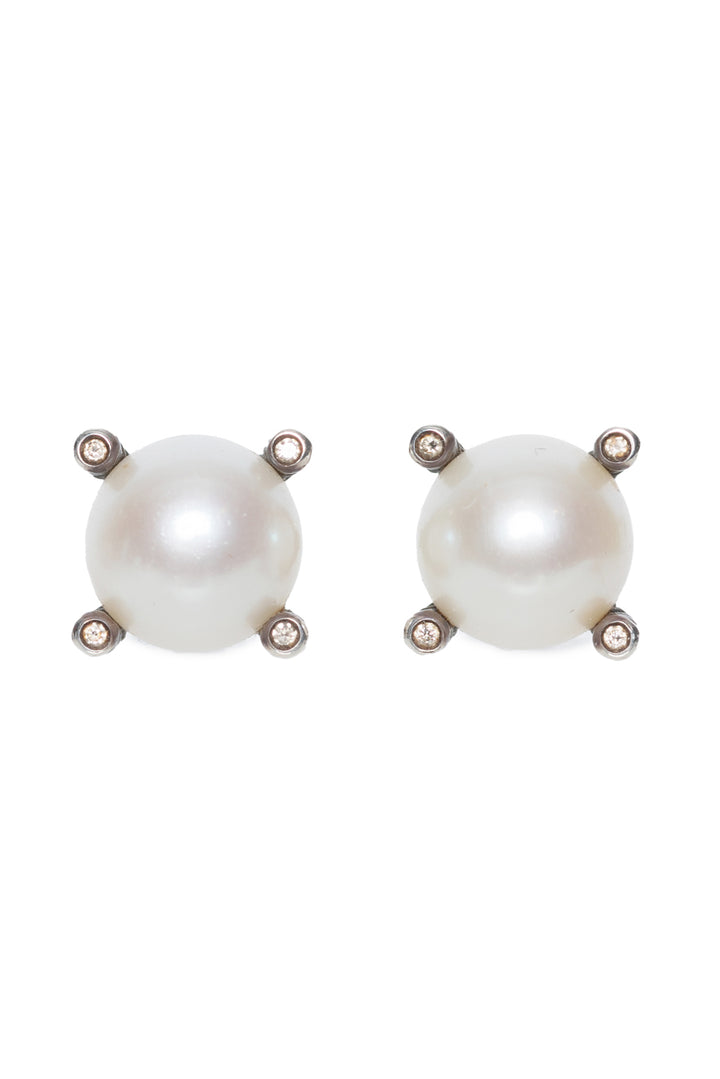 David Yurman Size OS Pearl Stud w/ Diamonds Earrings