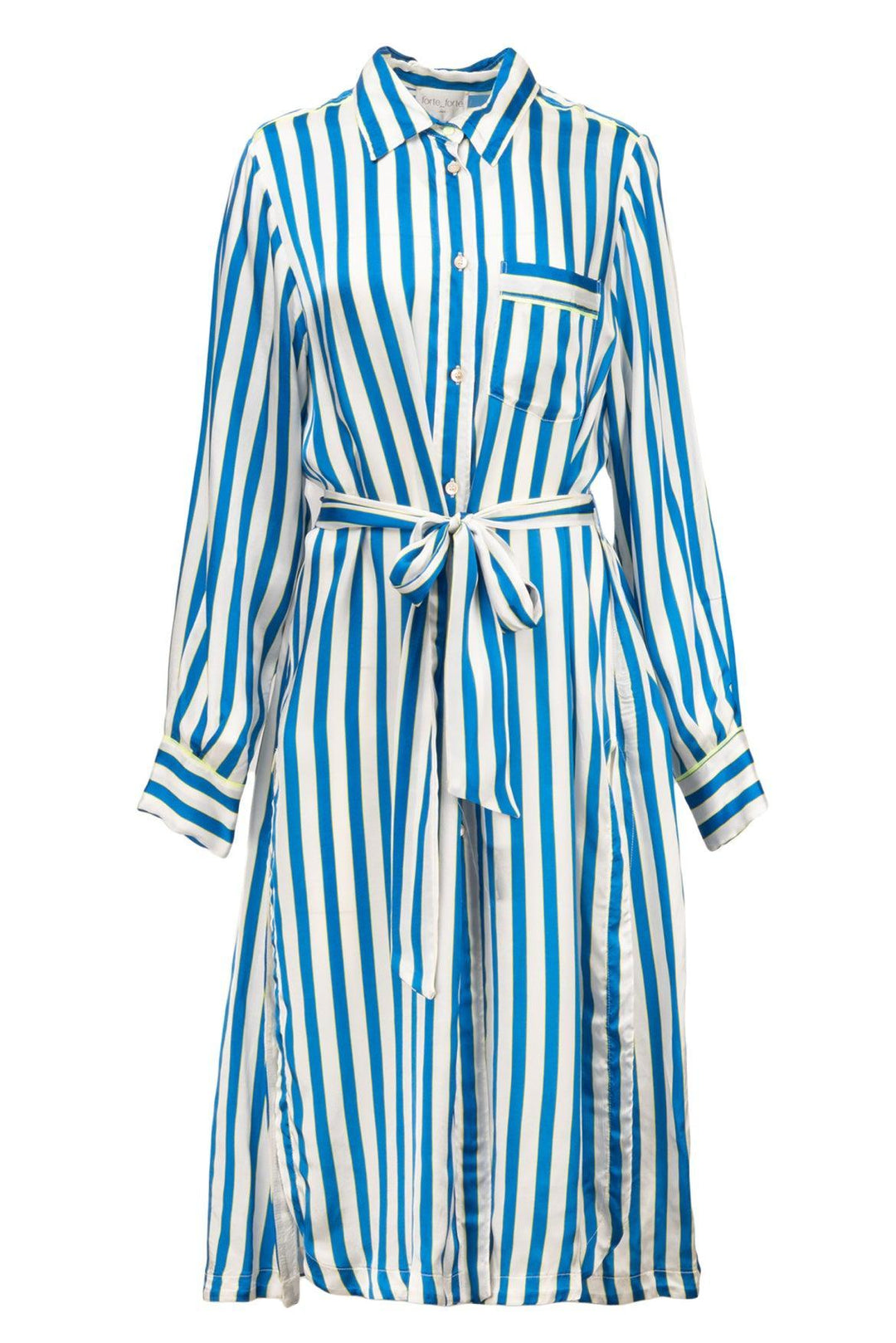 Forte_Forte Size 2 Striped Long Sleeve Button-Up Dress