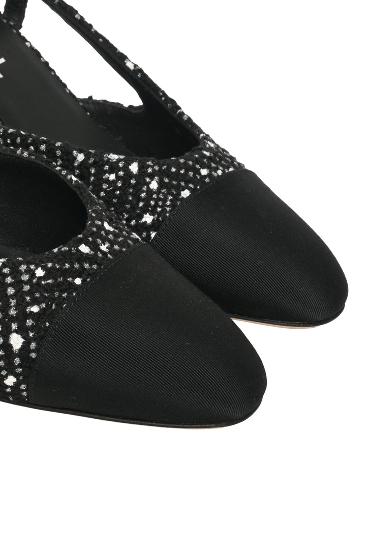 Chanel Size 38 Cap Toe Slingback Pumps