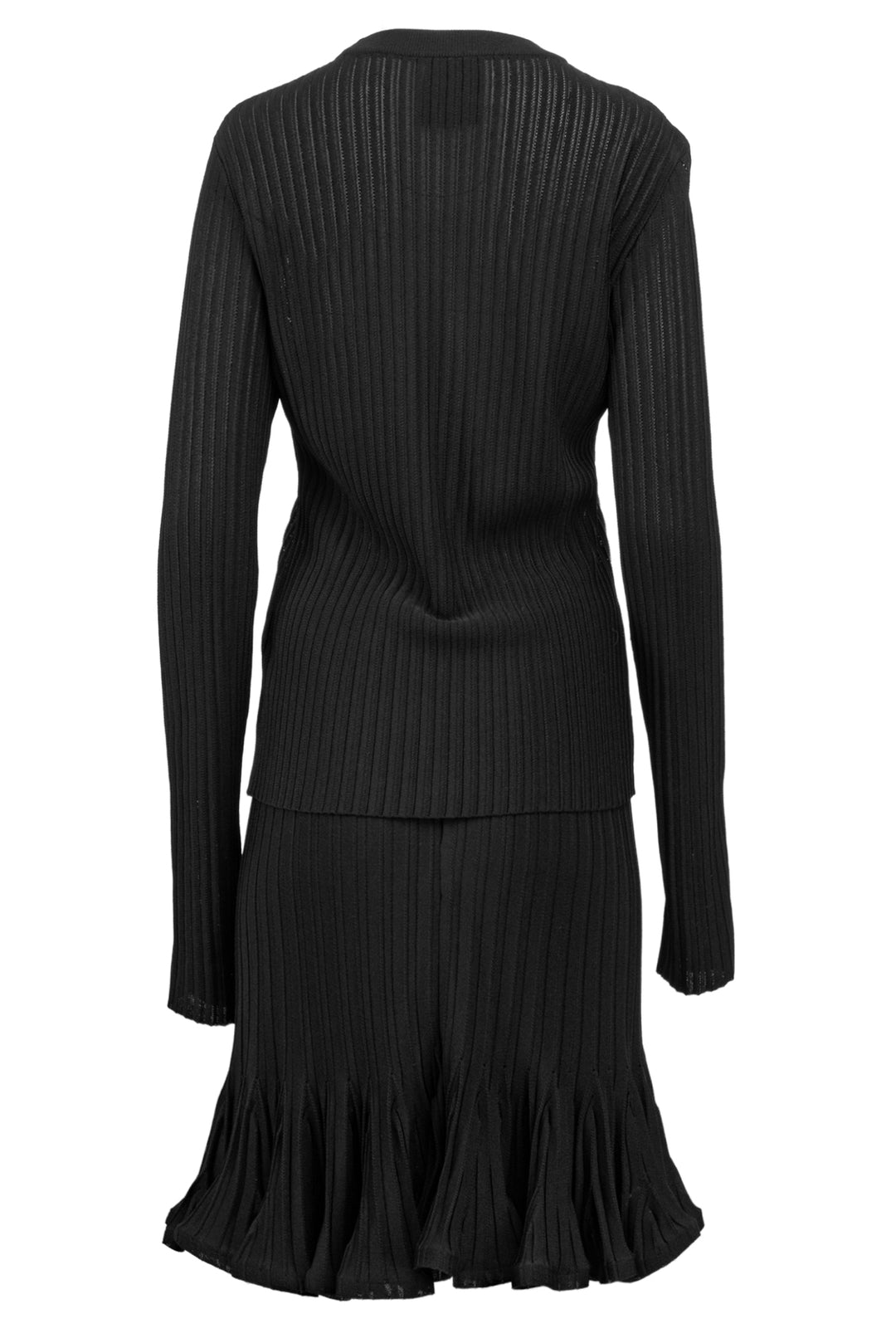 Givenchy Size L Pleated Knit Semi Sheer Sweater & Knee Length Skirt Set