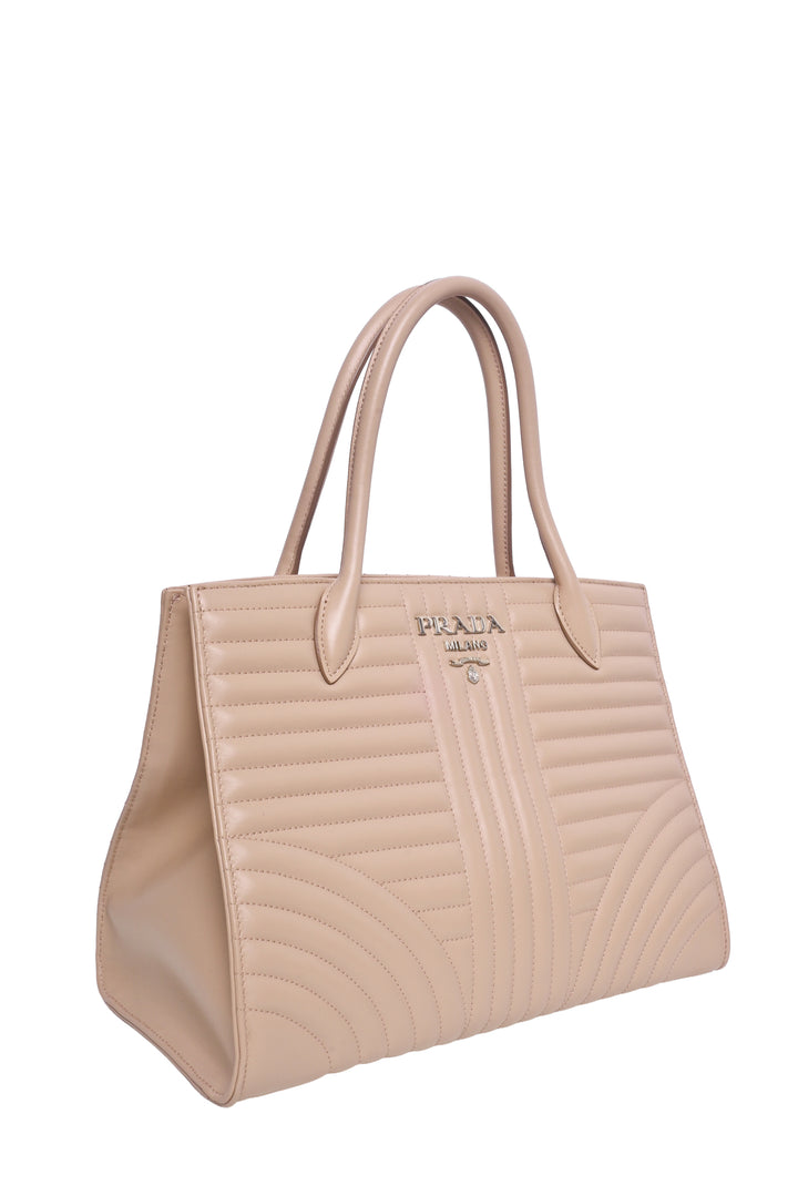 Prada Cipria Quilted Soft Impunture Leather Diagramme Tote