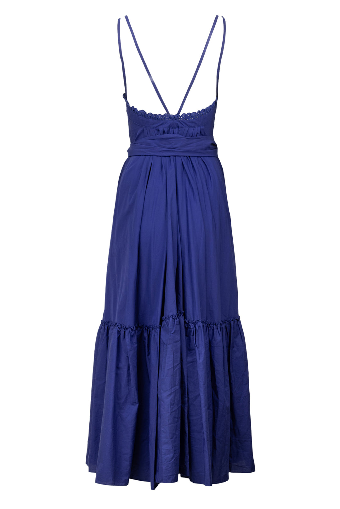 Three Graces Size 2 Ariadne Lace-Trimmed Low-Back Cotton Maxi Dress