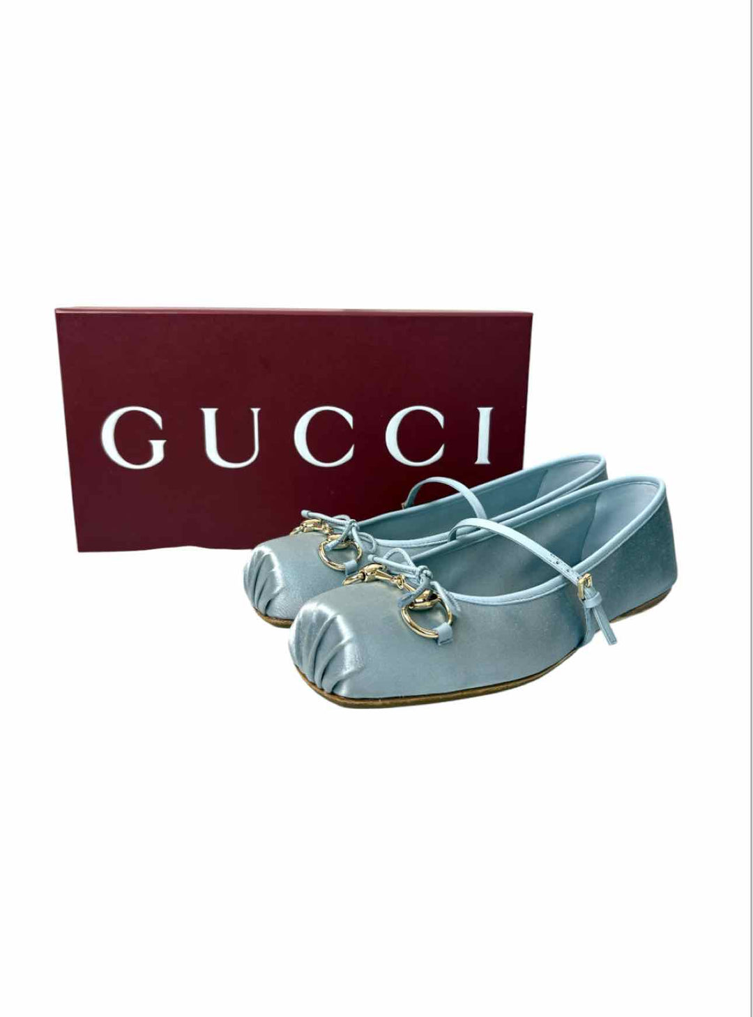 Gucci Size 38 Satin Horsebit Ballet Flats