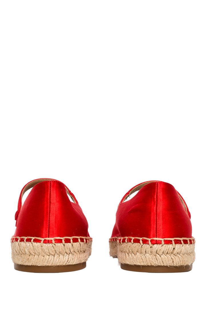 Prada Size 40 Satin Mary Jane Espadrille Flats