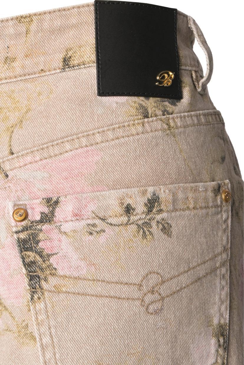 Blumarine Size 44 Floral Print Boyfriend Jeans