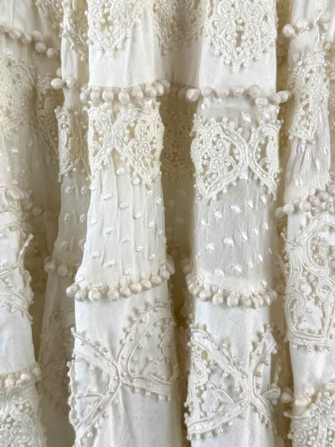 Zimmermann Size 2 Painted Heart Lace Embroidered Cotton, Silk & Linen Sun Dress