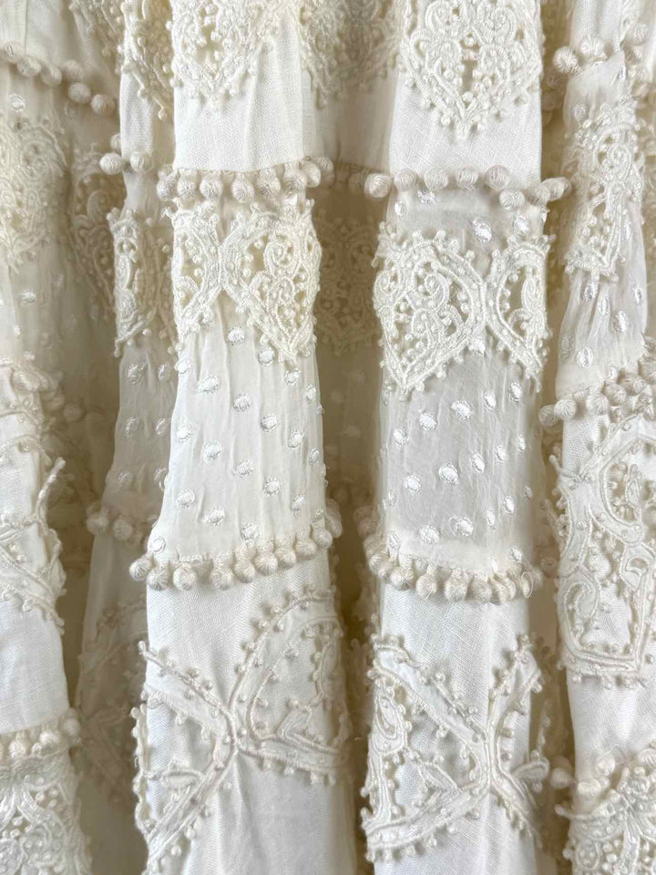Zimmermann Size 2 Painted Heart Lace Embroidered Cotton, Silk & Linen Sun Dress