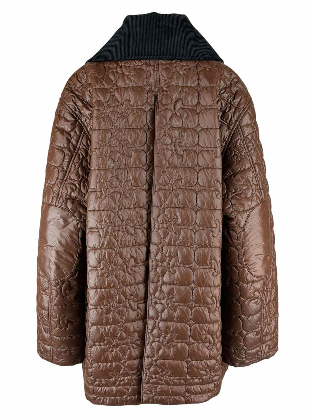 Ganni Size L/XL Glossy Quilted Logo Coat
