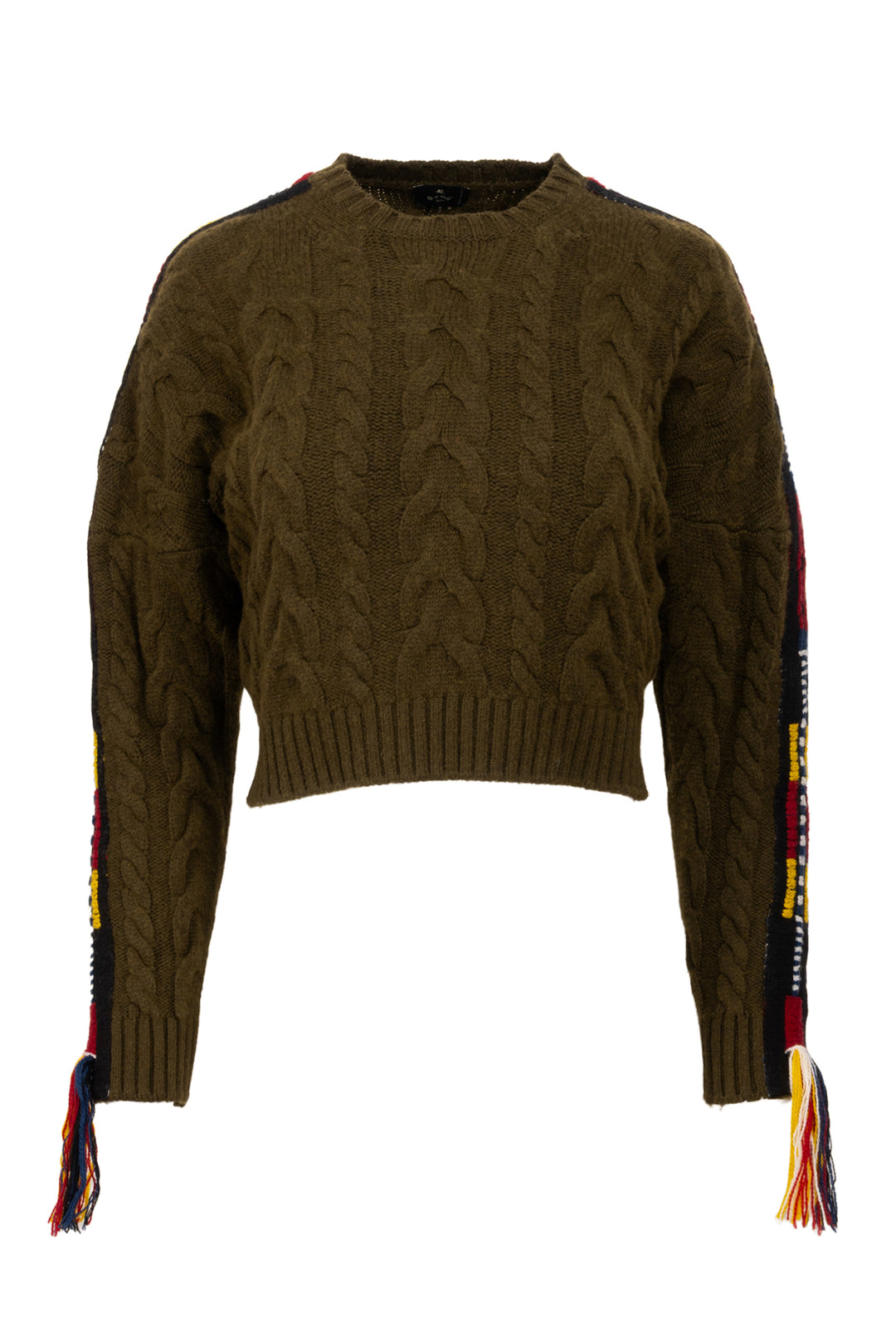Etro Size 38 Palm Springs Cropped Embroidered Cable-knit Sweater
