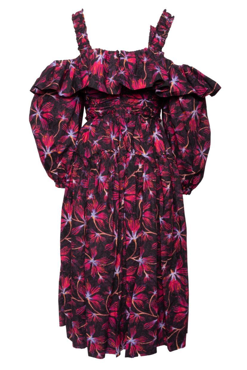Ulla Johnson Size 6 Caprice Floral Cotton Poplin Midi Dress