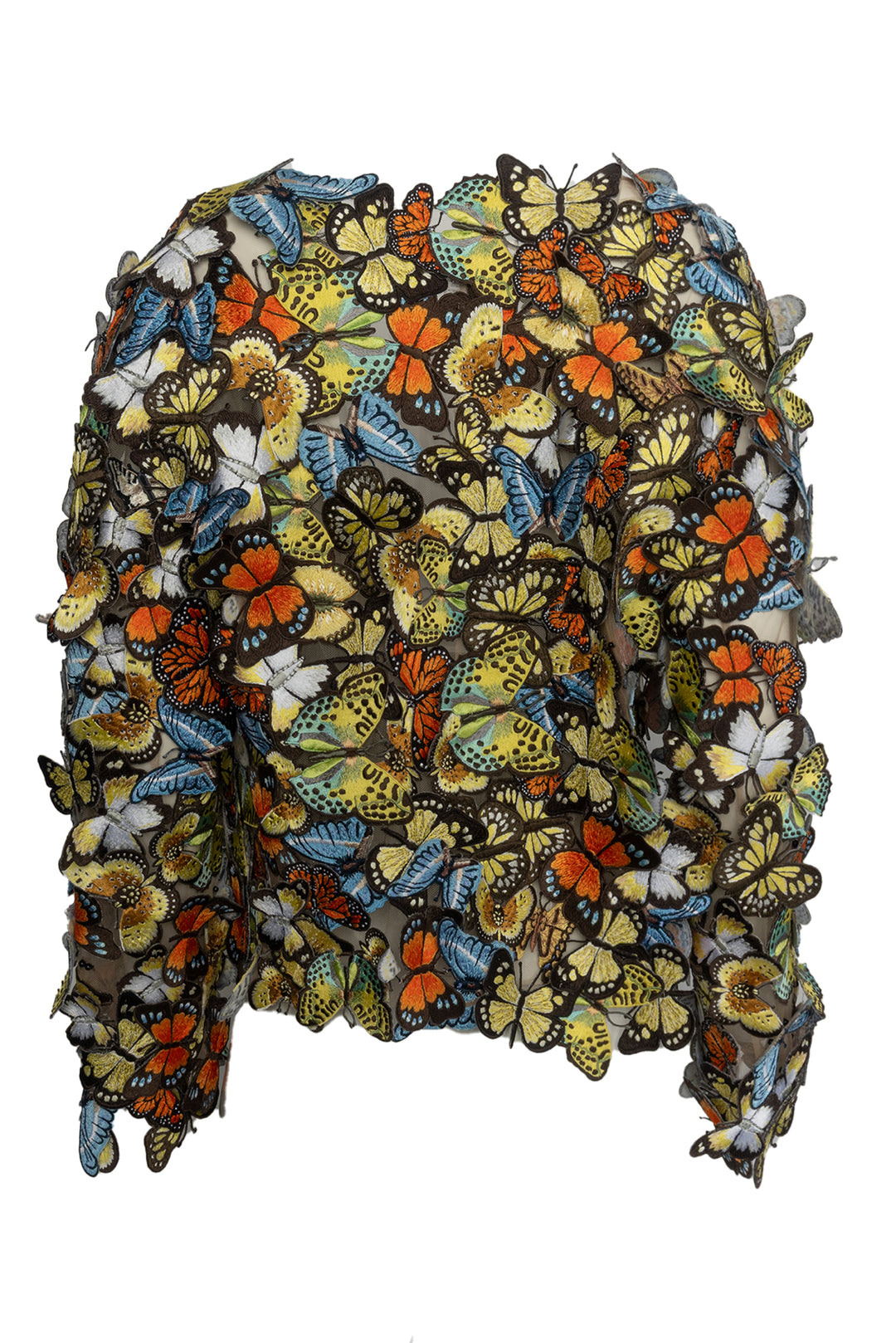 Oscar De La Renta Size 14 Threadwork Butterfly AppliquÃ© Jacket