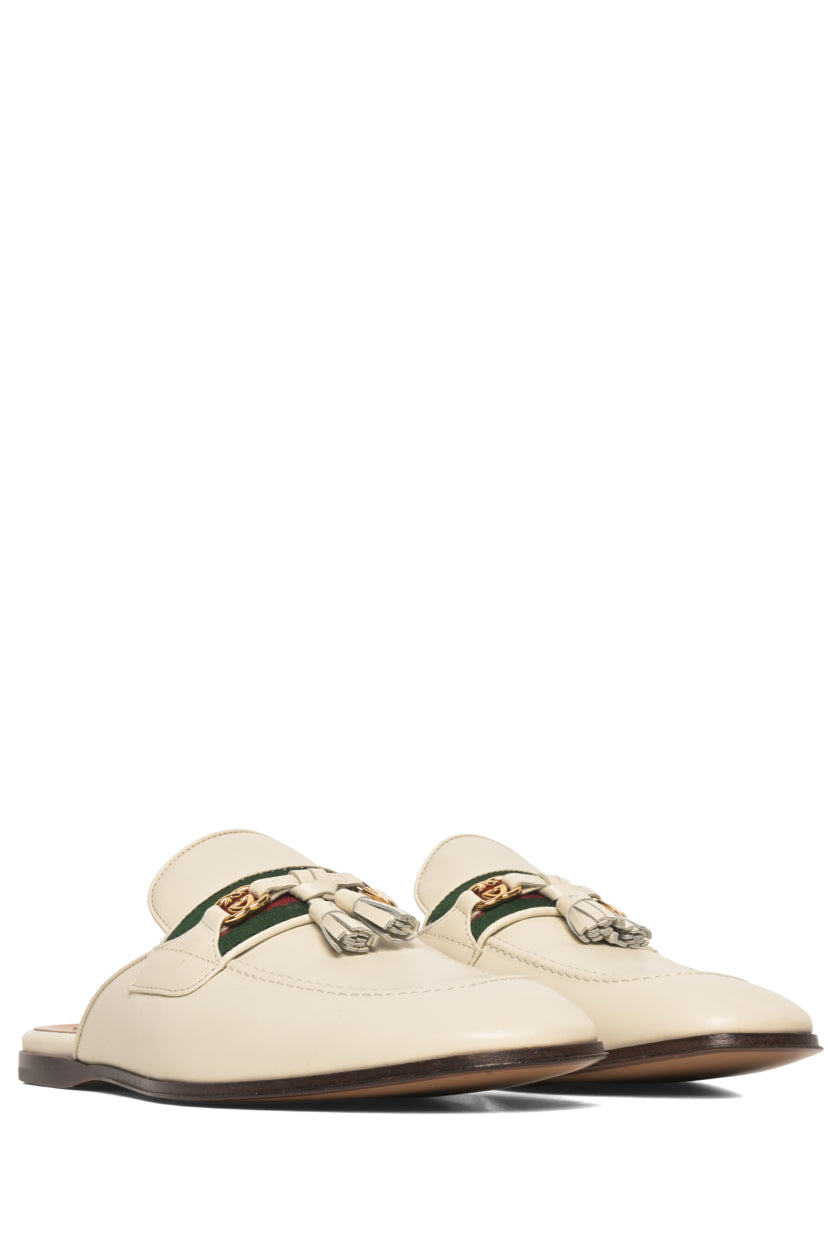 Gucci Size 38 Paride GG Web Tassel Mules