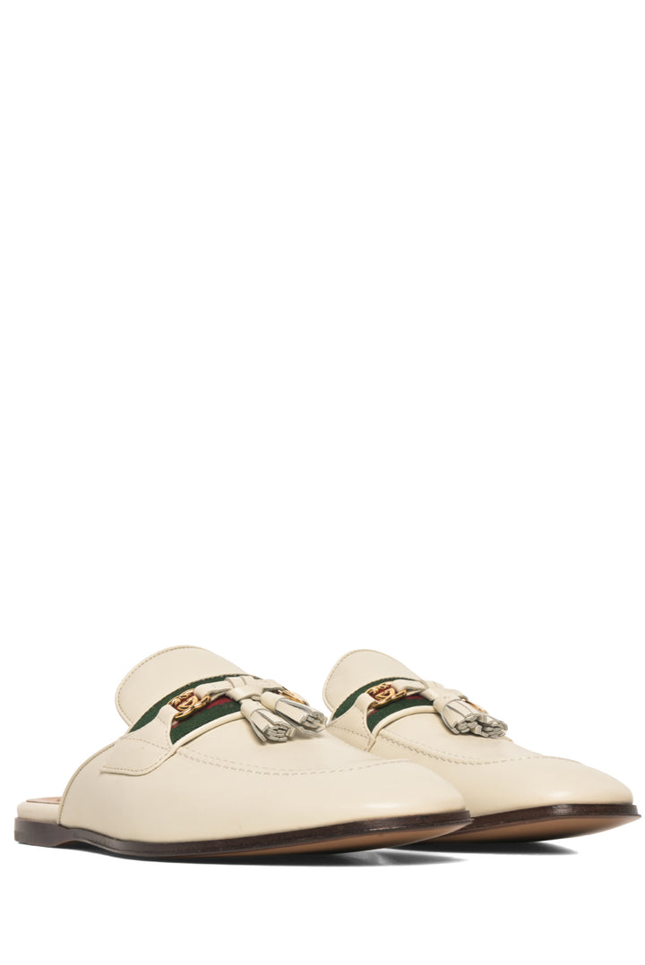 Gucci Size 38 Paride GG Web Tassel Mules