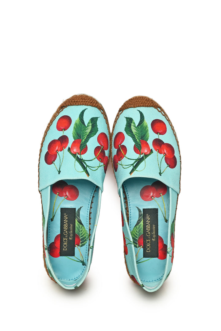 Dolce & Gabbana Size 36 Cherry Print Platform Espadrille Flats