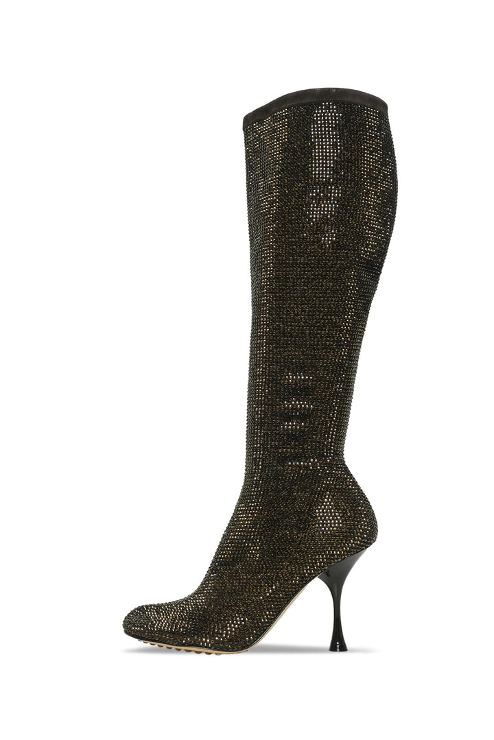 Bottega Veneta Size 37 Suede Crystal Sparkle Dot Tall Boots
