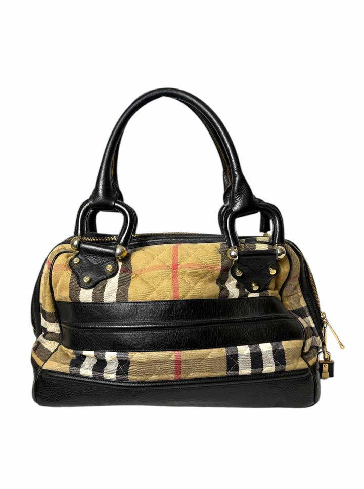 Burberry Quilted House Check fabric and Leather  Purse