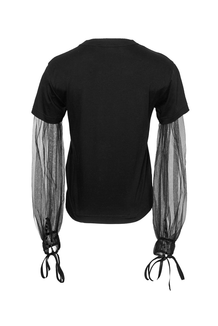 Comme Des Garcons Noir Kei Niomiya Size XS Tulle Sleeve Top