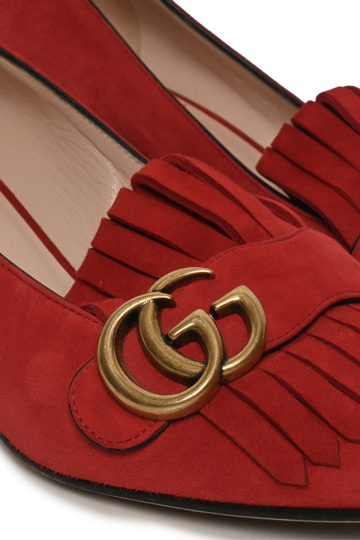 Gucci Size 38.5 Suede Marmont Loafer Mid-Heel Pumps
