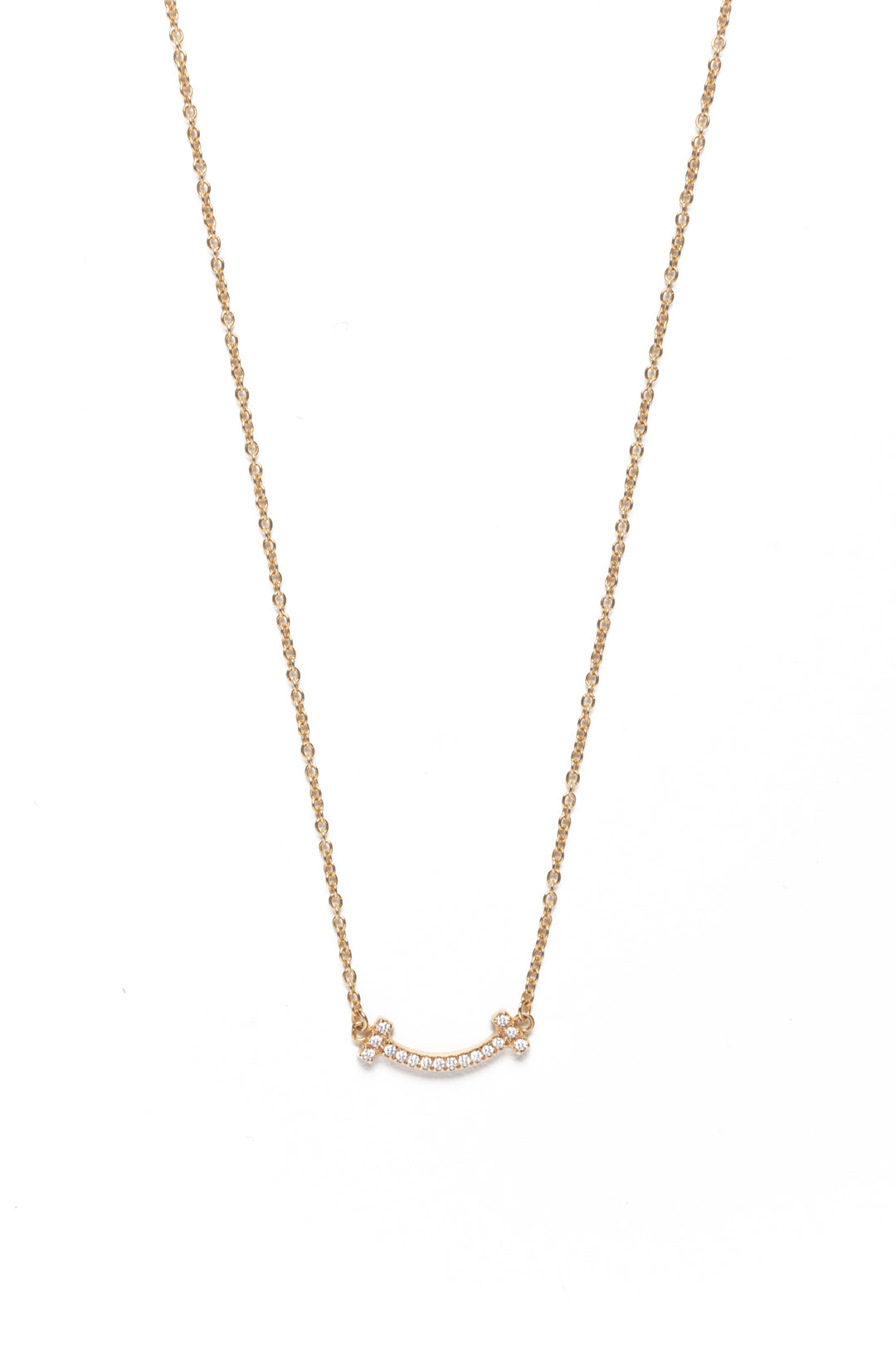 Tiffany & Co 18K Gold & Diamond Mini T Smile Necklace