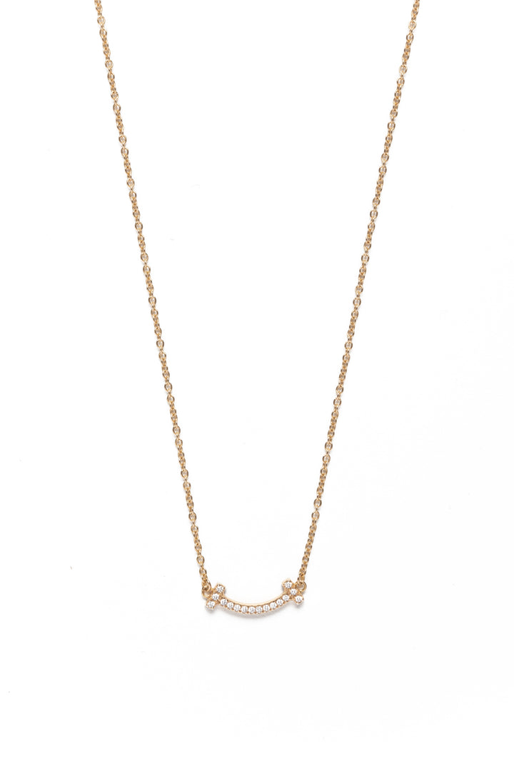 Tiffany & Co 18K Gold & Diamond Mini T Smile Necklace