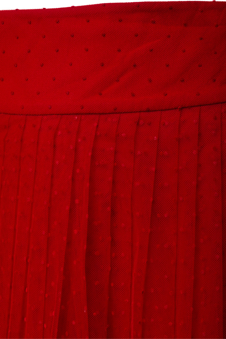 Christian Dior Size 4 Polka-Dot Tulle Mid-Length Pleated Skirt