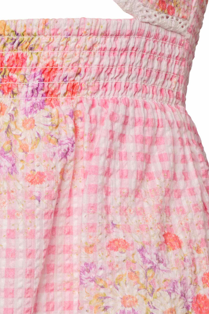 Love Shack Fancy Size XS Emeka Floral Gingham Seersucker Midi Dress