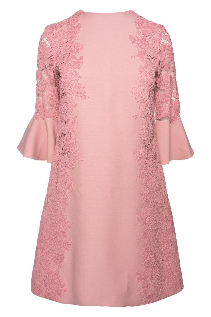 Valentino Size 40 Lace-Insert Bell-Sleeve Dress