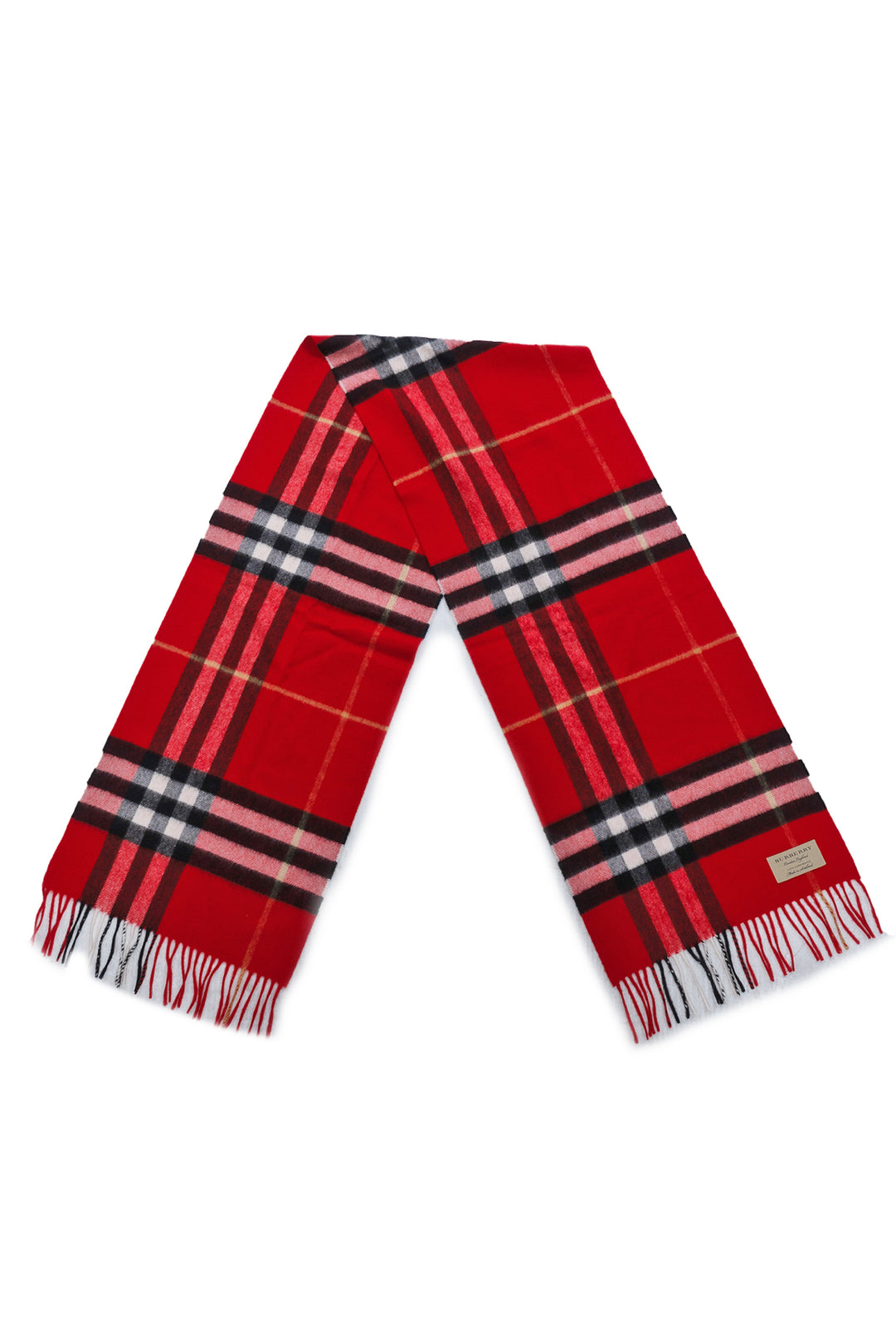 Burberry Cashmere Fringe Check Scarf