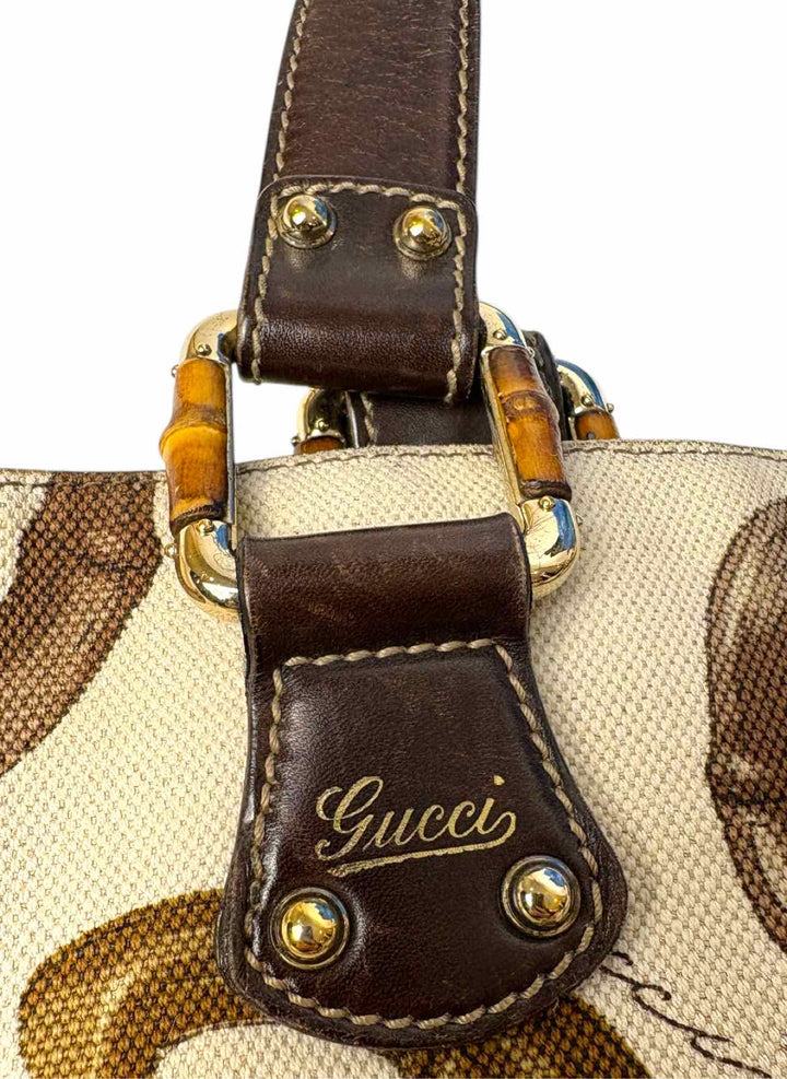 Gucci Horsebit Printed Canvas Tote Purse