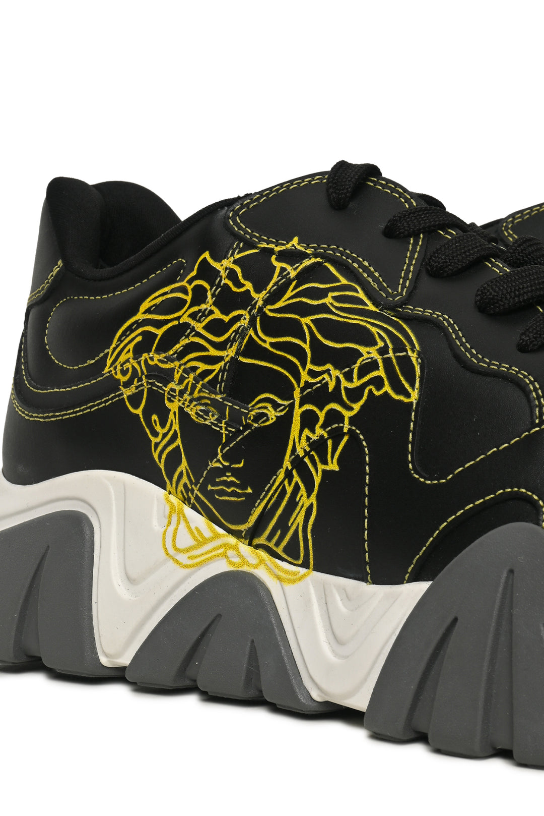 Mens Shoe Size 44 Versace Men's Squalo Medusa Graphic Leather Chunky Sneakers
