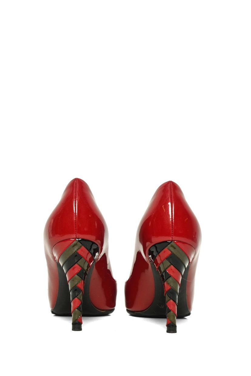 Louis Vuitton Size 39 Patent Leather Striped Heel Pumps