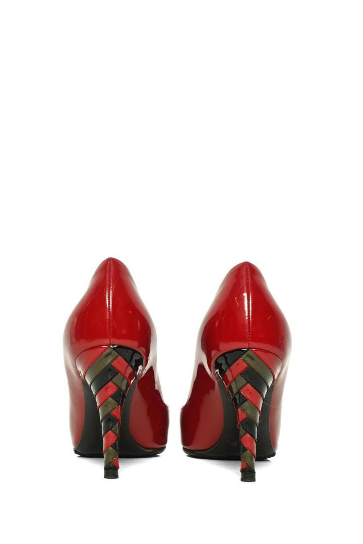 Louis Vuitton Size 39 Patent Leather Striped Heel Pumps