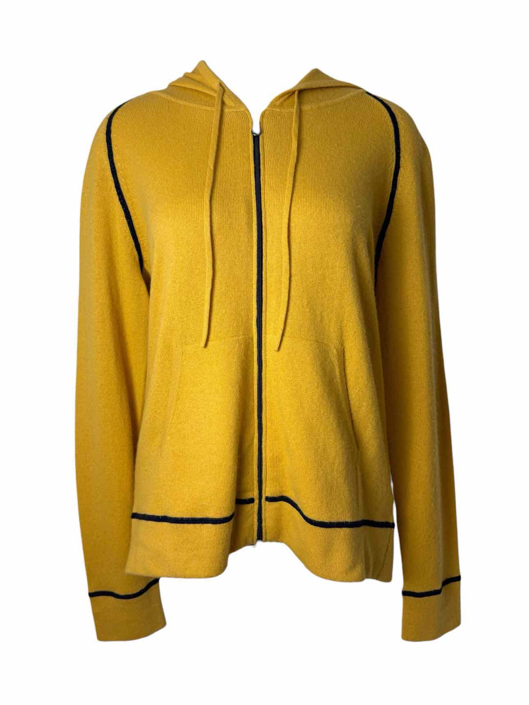 Black Goat Wool Blend Zip Hooded Size XL Cardigan