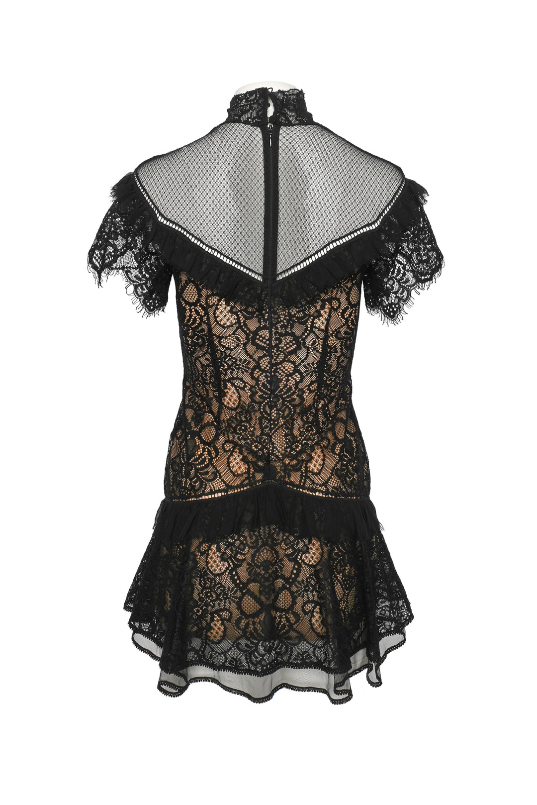 Jonathan Simkhai Size 0 Mixed Lace Mockneck Mini Dress